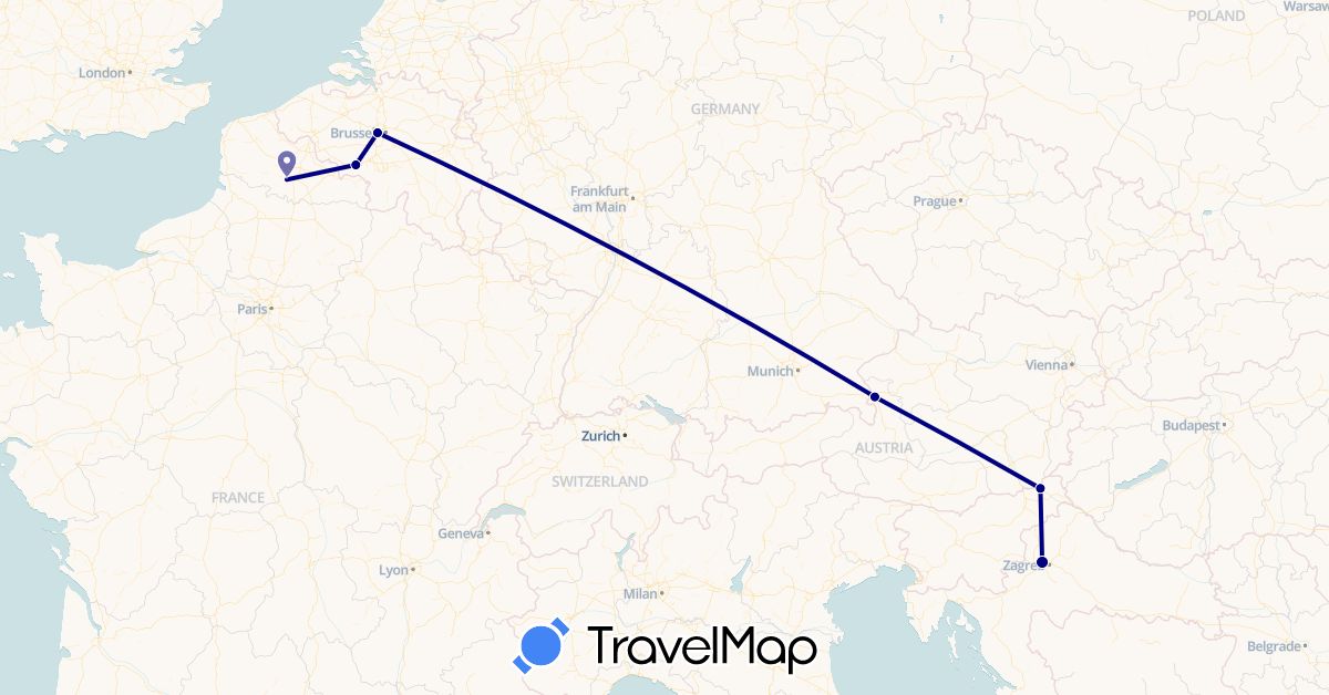 TravelMap itinerary: driving in Austria, Belgium, France, Croatia (Europe)
